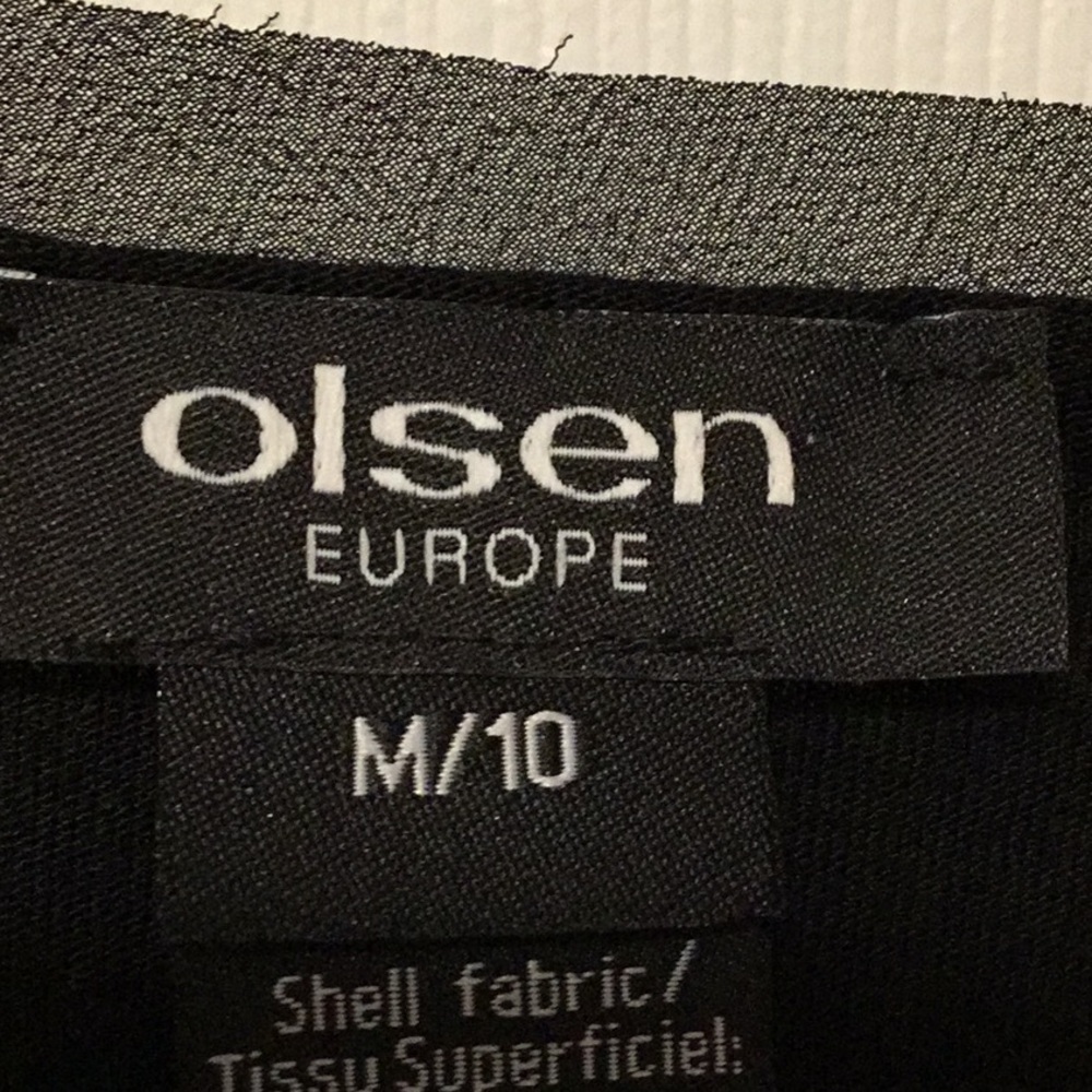 OLSEN Europe Black Crystal Peacock Embellished Blouse Sheer Sleeve M - Picture 10 of 16